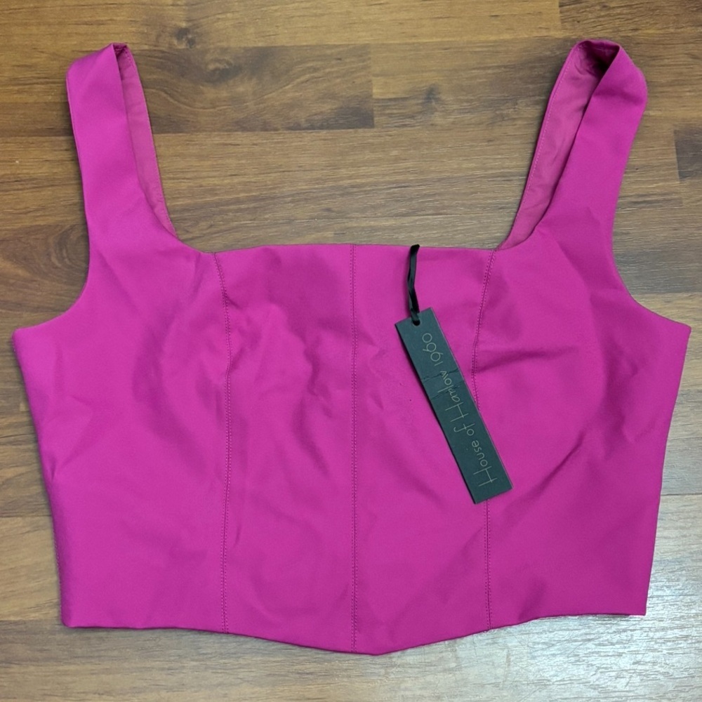 House of Harlow 1960 Pink Cropped Tank Top Zip Up Club Wear Lined Size Small NEW